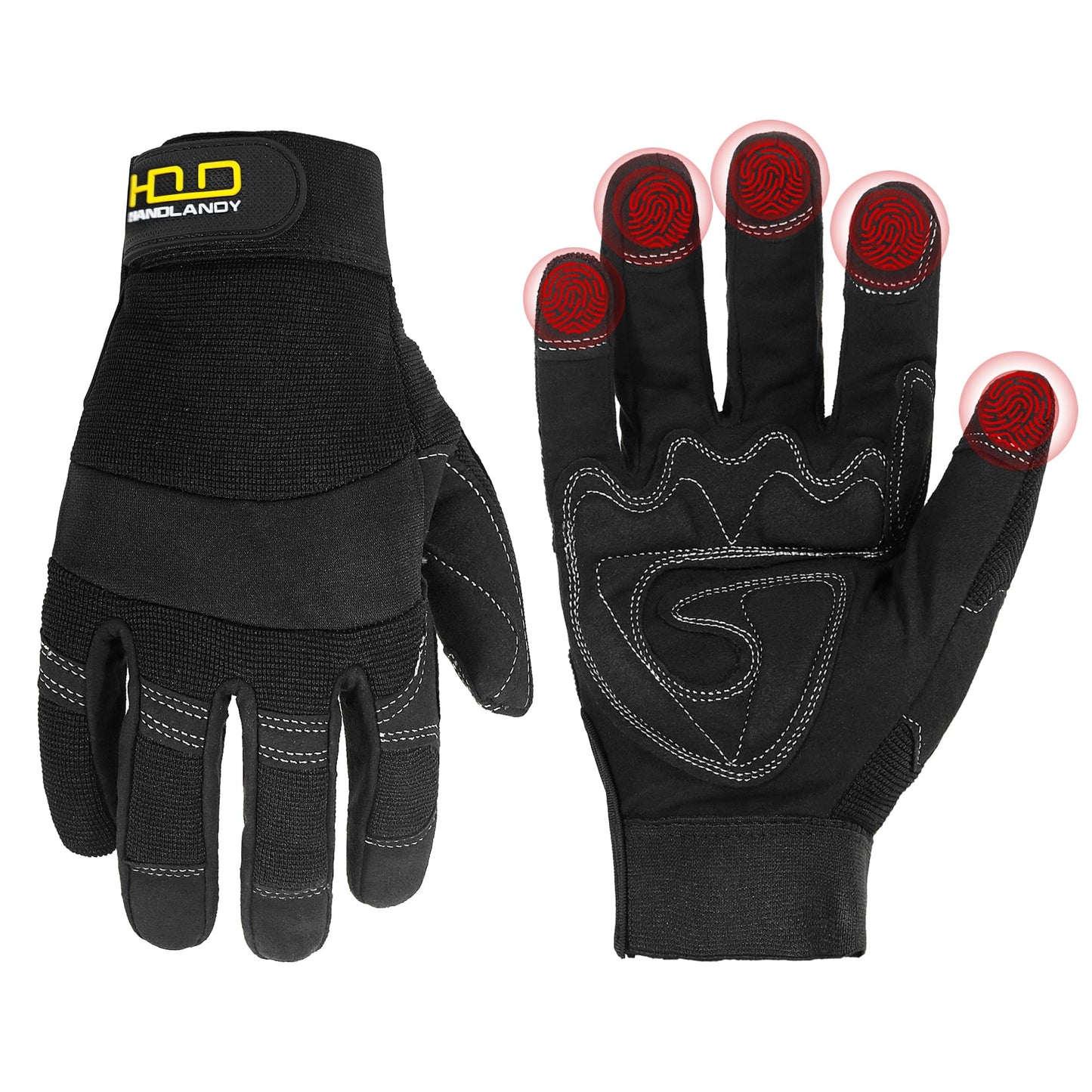HANDLANDY Work Gloves for Men & Women, Utility Mechanic Working Gloves Touch Screen, Flexible Gardening Gloves for Yard