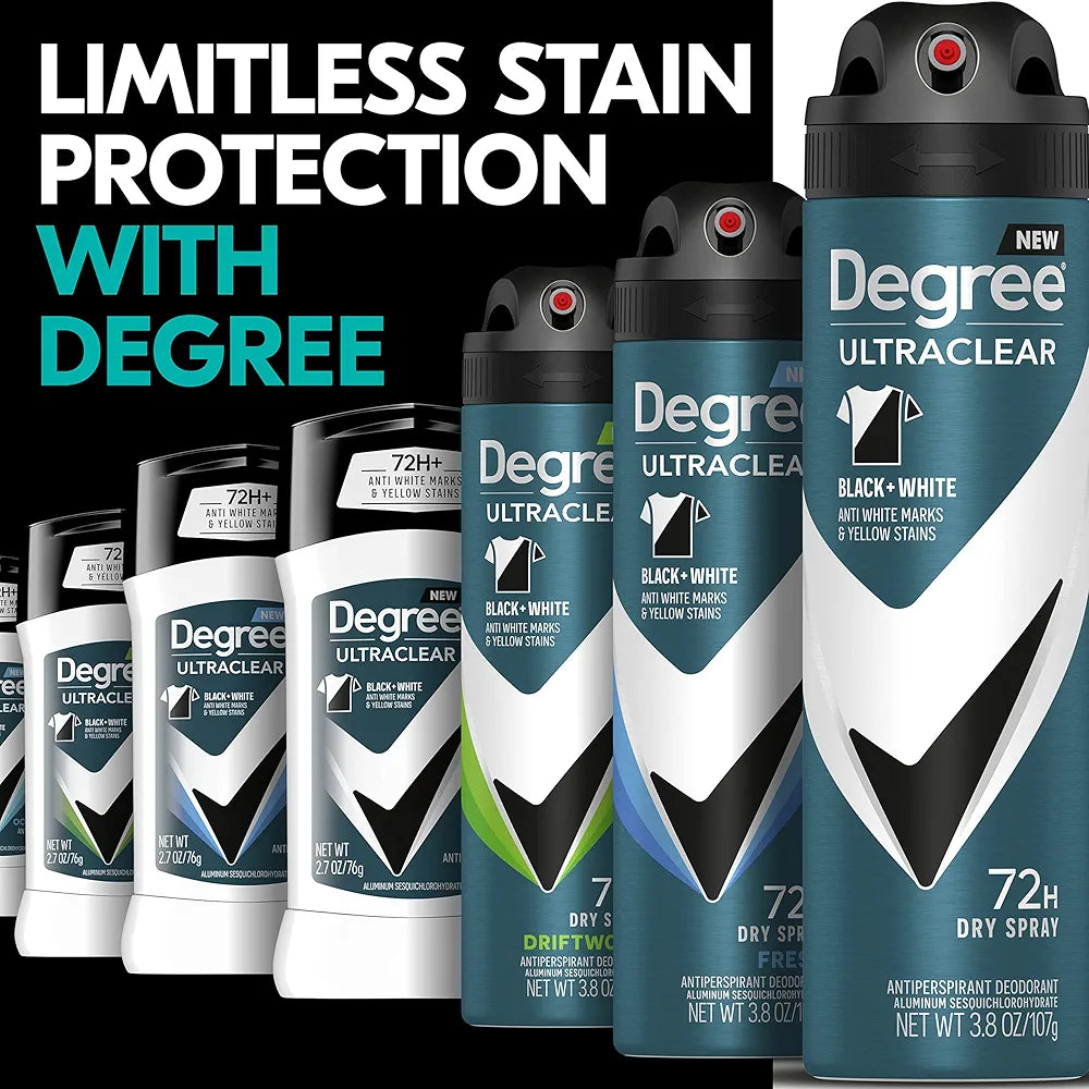 Degree Men UltraClear Antiperspirant Deodorant Black + White 72-Hour Sweat & Odor Protection Antiperspirant For Men With MotionSense Technology 2.7 Ounce 