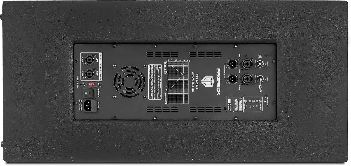 PRORECK Venue Set 10000W P.M.P.O Stereo/Mono DJ Powered PA Speaker System Combo Set Dual 4’’ Line Array Speaker, Dual 12 inch Active Subwoofer with Bluetooth Control, DSP Suitable for Concert, Venue