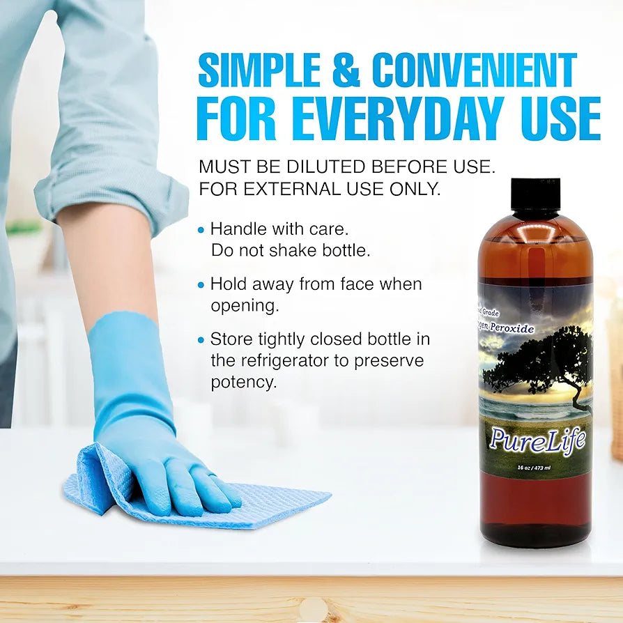 12% Hydrogen Peroxide Food Grade with No Added Stabilizers - in Distilled Water 