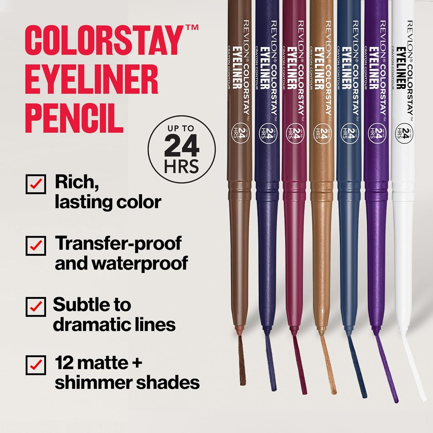 Revlon ColorStay Pencil Waterproof Eyeliner, Smudge-Proof, Eye Makeup with Built-In Sharpener, Long-Lasting, Matte Finish, 202 Black Brown, 0.01 oz | Waterproof pencil eyeliner with built-in sharpener. Smudge-proof, long-lasting, intense matte color.