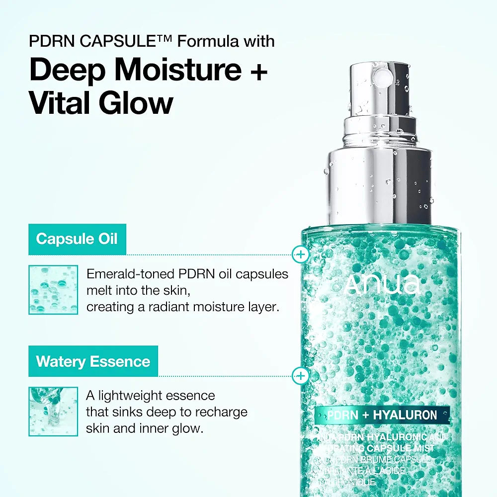 Anua PDRN Collagen Glow Facial Serum Spray - Hydrating Face Mist with Hyaluronic Acid for Dewy Glass Skin Finish, 3.38 fl oz