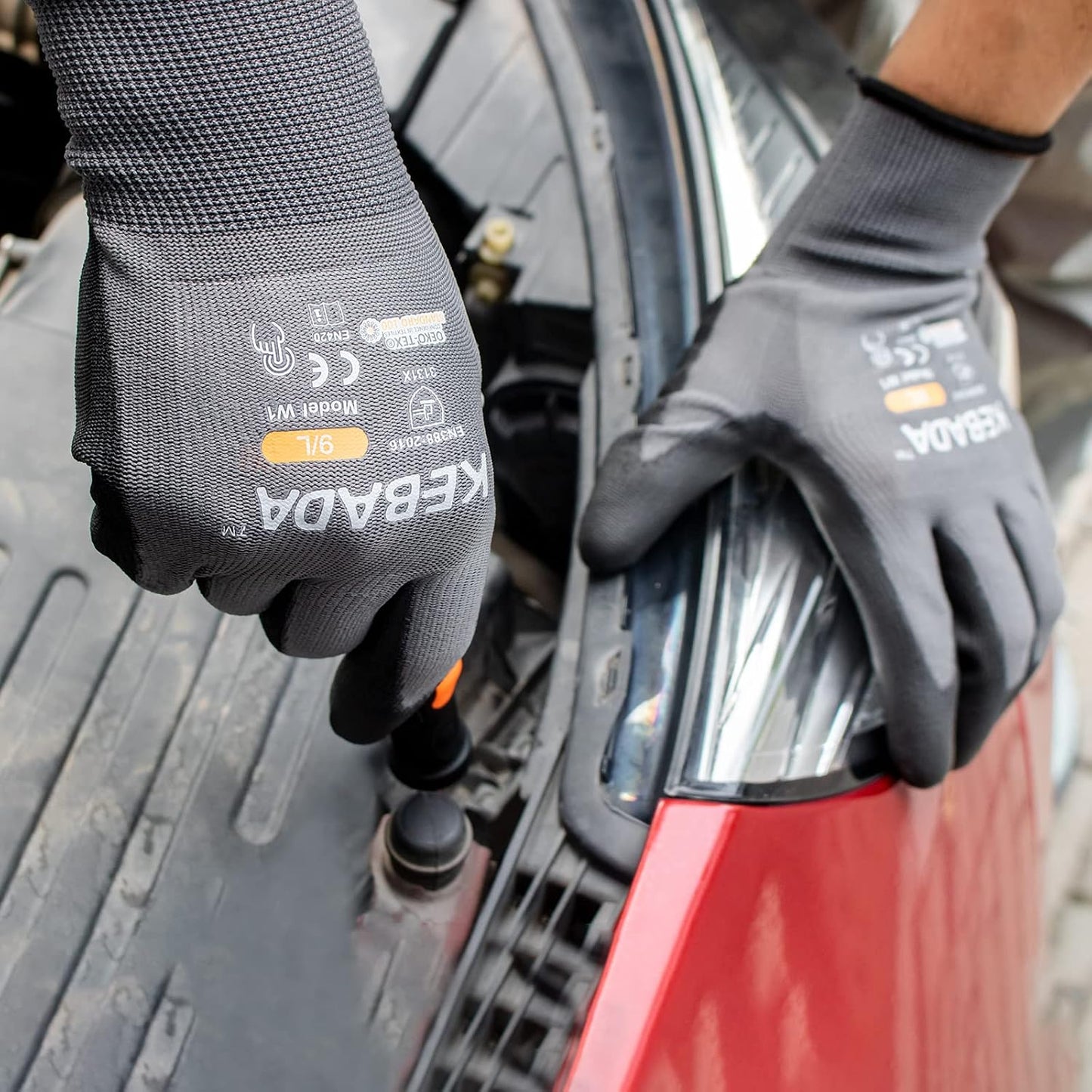 W1 Safety Work Gloves for Men & Women, Touchscreen, PU Coated | 12 Pairs, Gray, Breathable Seamless Knit, Lightweight, Secure Grip. Ideal for Warehouse, Construction, Gardening & Mechanics