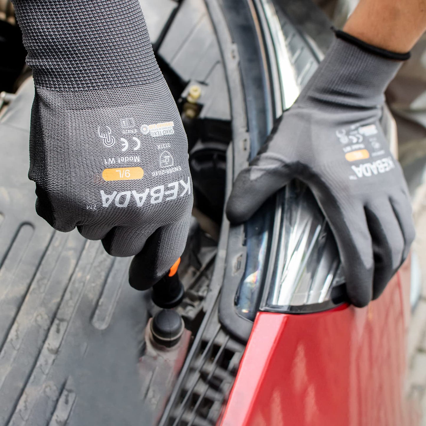 W1 Safety Work Gloves for Men & Women, Touchscreen, PU Coated | 12 Pairs, Gray, Breathable Seamless Knit, Lightweight, Secure Grip. Ideal for Warehouse, Construction, Gardening & Mechanics
