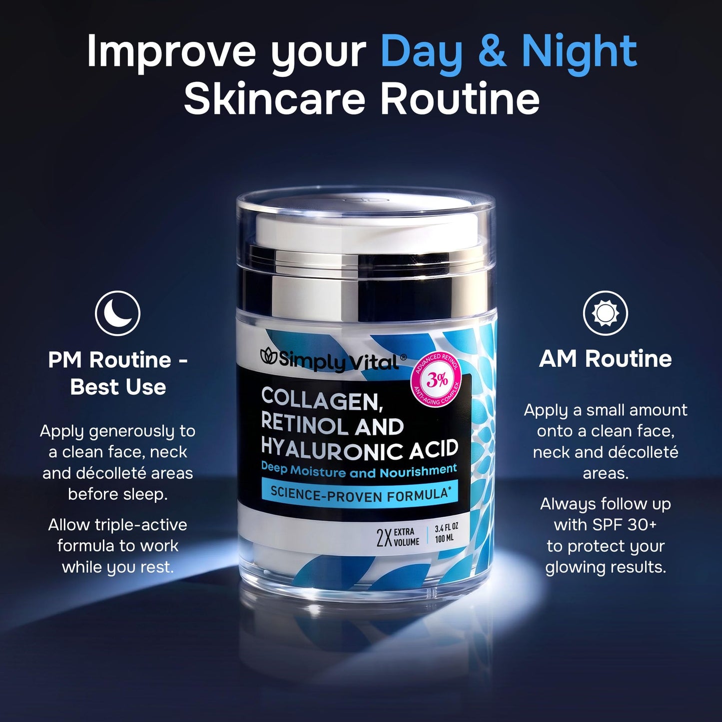 Anti-Aging Face Moisturizer with Retinol, Collagen & Hyaluronic Acid - Moisturizer Face Cream for Women & Men - Visibly Firming & Hydrating Neck Cream - Day & Night Skin Care - 1.7 fl oz