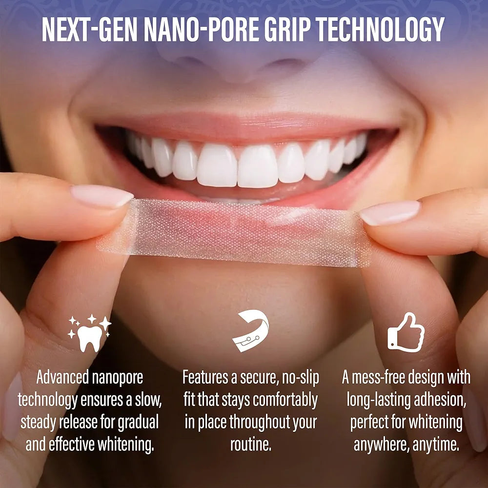 GuruNanda Teeth Whitening Strips Kit - 7-Day Treatment with Non-Slip, Dry Strip Technology - Whitening Designed with Care for a Brighter Smile