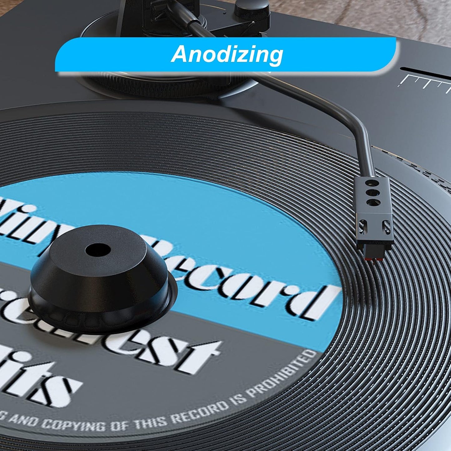 45 RPM Record Adapter Durable Solid Aluminum Dome Center Adapter for 7 Inch Vinyl Record (51G, Black)