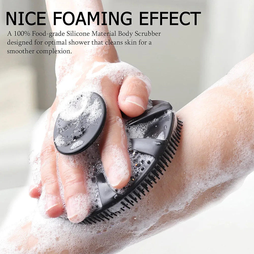 INNERNEED Food-Grade Soft Silicone Body Scrubber Shower Brush Handheld Cleansing Skin Brush, Gentle Exfoliating and Lather Well 