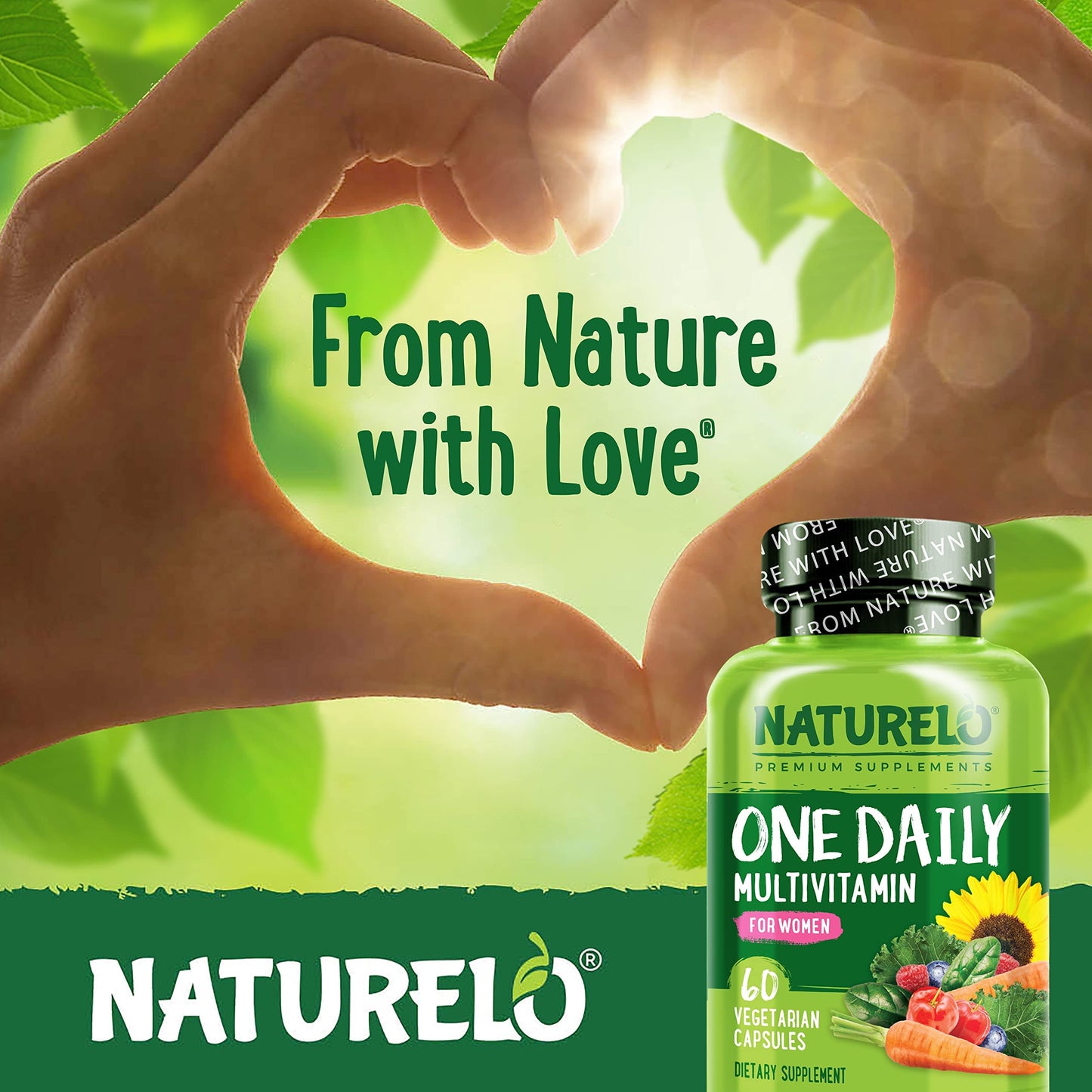NATURELO One Daily Multivitamin for Women w/Vitamin B12, 120 Ct, Energy Support, Whole Food Daily Women Multivitamin Supplement, Nourish Hair/Skin/Nail, Non-GMO, No Soy, Gluten Free, 4 Month Supply