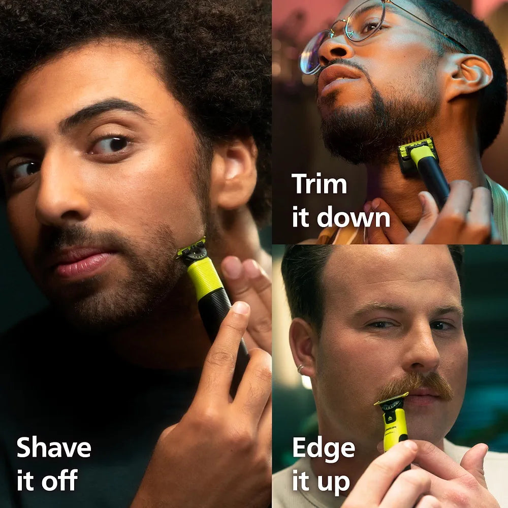 Philips Norelco OneBlade 360 Hybrid Electric Beard Trimmer and Shaver with Connectivity, 360 Blade Technology, and 5-in-1 Adjustable Comb (Model QP4530/90)