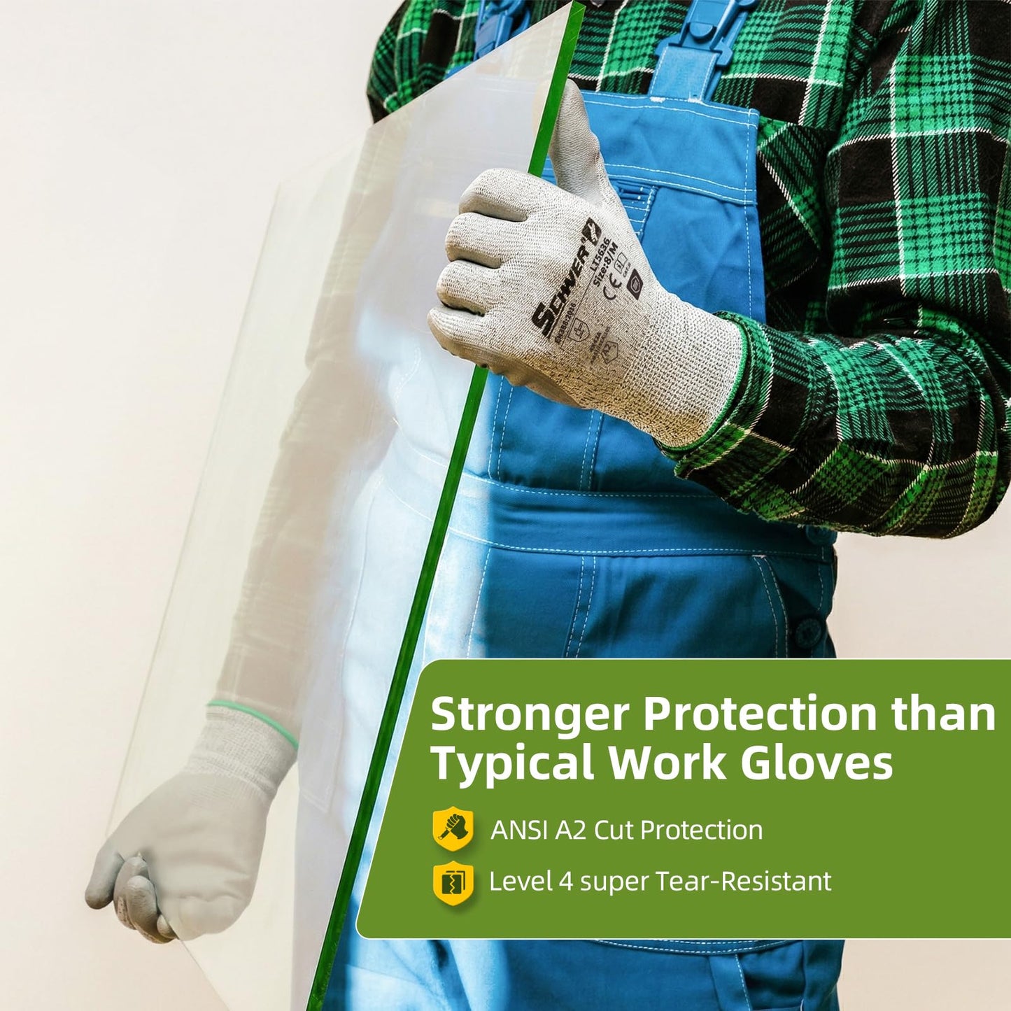 Schwer 6 Pairs A2 Cut Resistant Work Gloves, Ultra Durable, LT5636, L | Certified to Level 6 Abrasion, Enhanced Safety, Strong Grip, 3D-Comfort, Breathable, Flexible, Construction, Garden, Mechanic