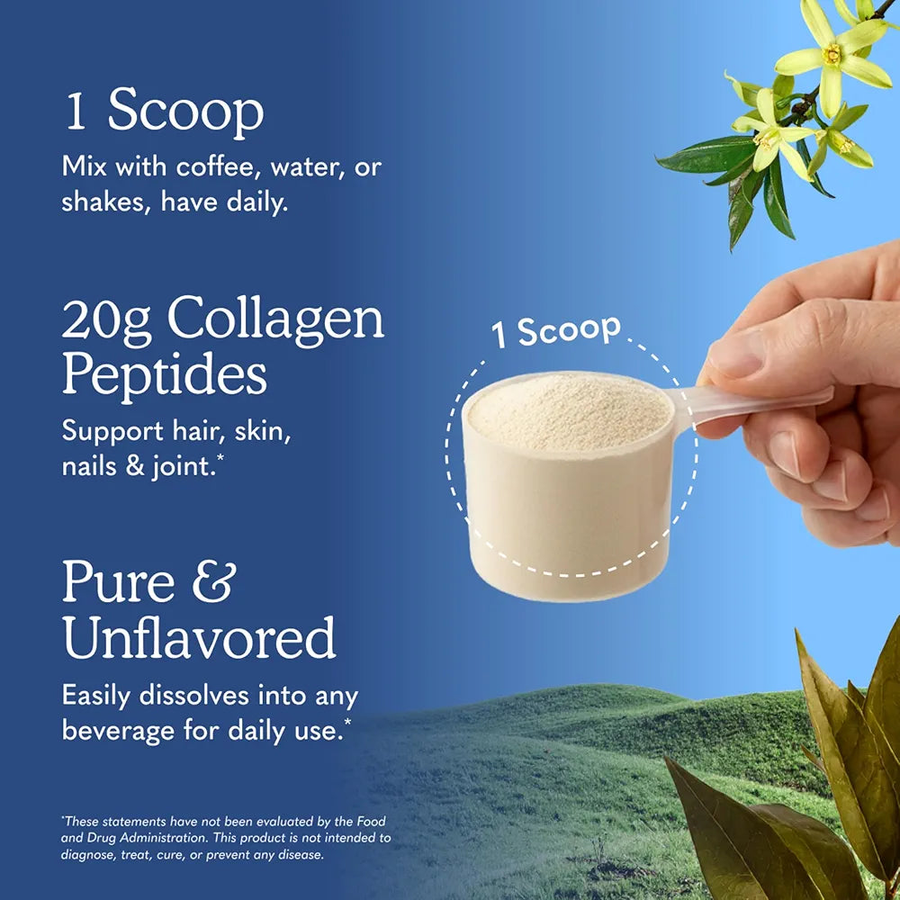 Garden of Life Grass Fed Collagen Peptides Powder Unflavored Collagen Powder for Hair Skin Nails Joints, Hydrolyzed Collagen Protein Supplements, Collagen for Women & Men, 28 Servings