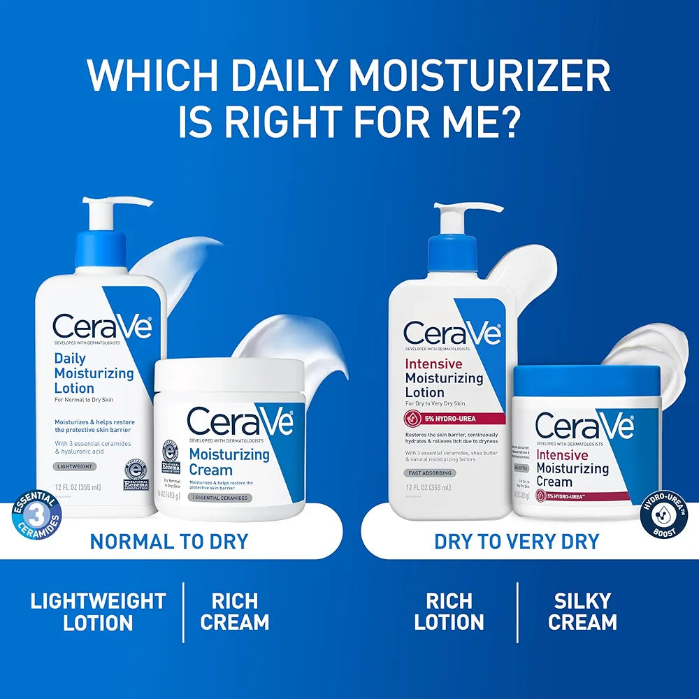 CeraVe Daily Moisturizing Lotion for Dry Skin, Body Lotion & Face Moisturizer with Hyaluronic Acid and Ceramides, Daily Moisturizer, Fragrance Free, Oil-Free, 19 Ounce
