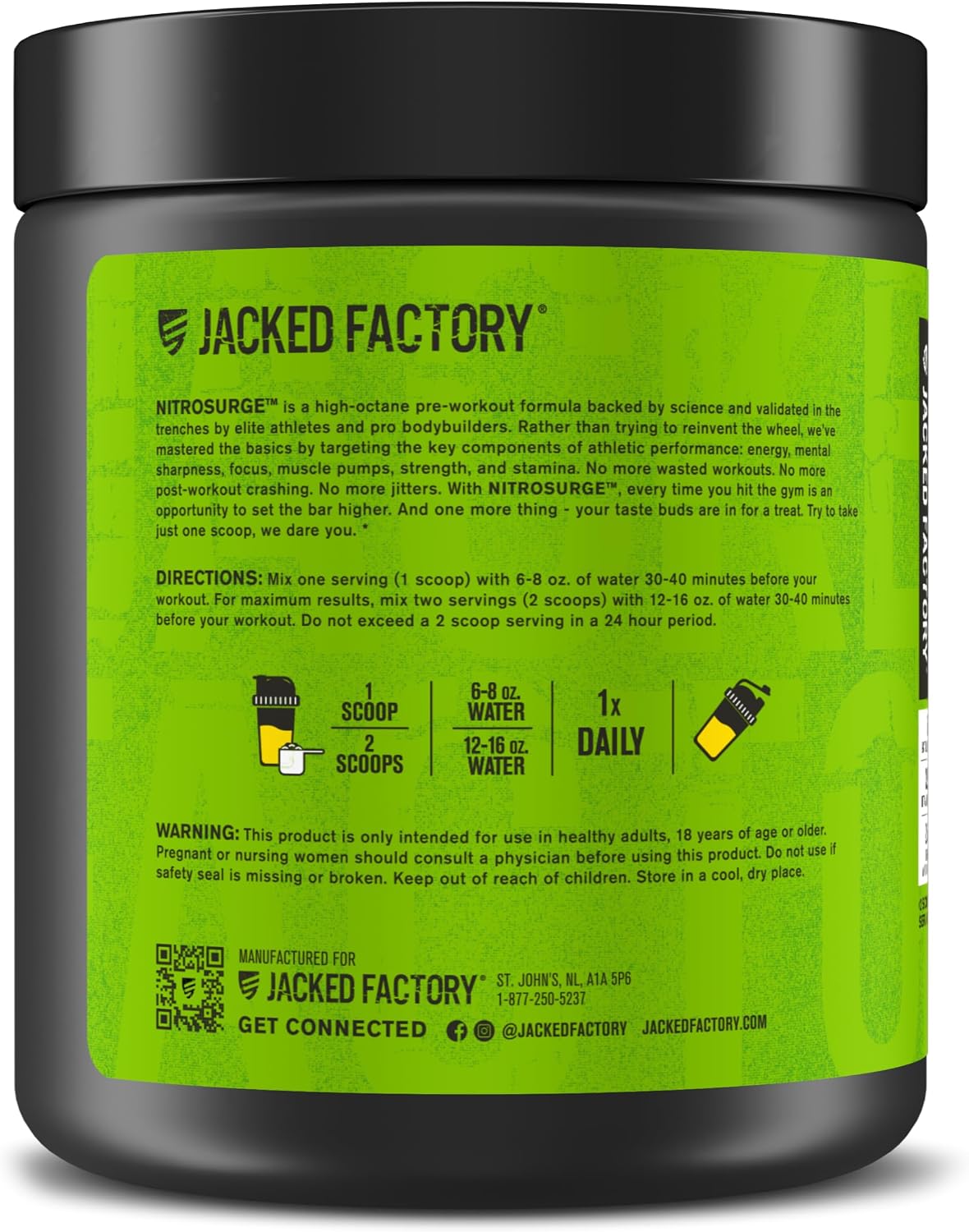 Jacked Factory NITROSURGE Pre Workout Supplement - Endless Energy, Instant Strength Gains, Clear Focus, Intense Pumps - NO Booster & Preworkout Powder with Beta Alanine - 30 Servings, Cherry Limeade