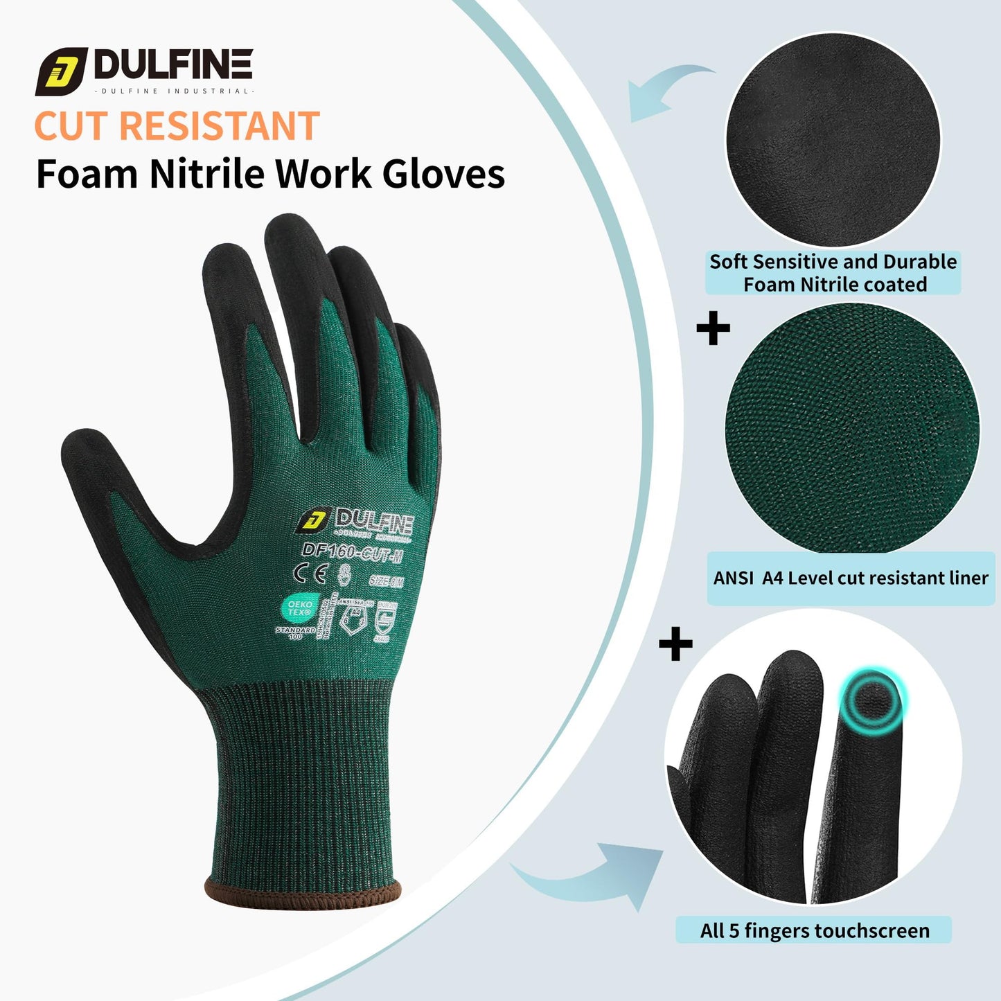 DULFINE MicroFoam Nitrile Coated 3/12/36 Pairs Work Gloves for Men & Women | Strong Grip, Touchscreen, Seamless Nylon Knit, Ideal for General Purpose, Automotive, Home Improvement, Painting