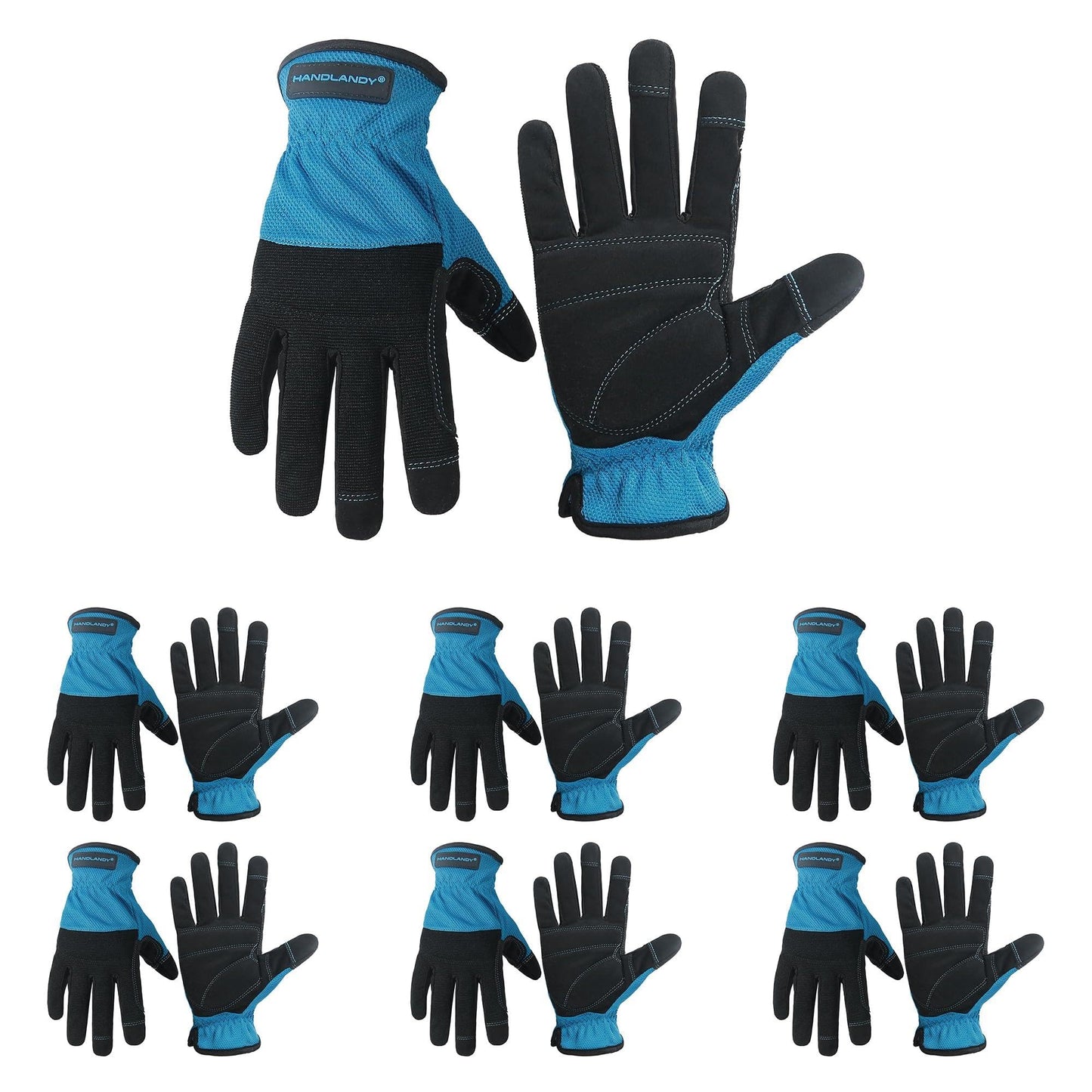 HANDLANDY Work Gloves for Men & Women, Utility Mechanic Working Gloves Touch Screen, Flexible Gardening Gloves for Yard