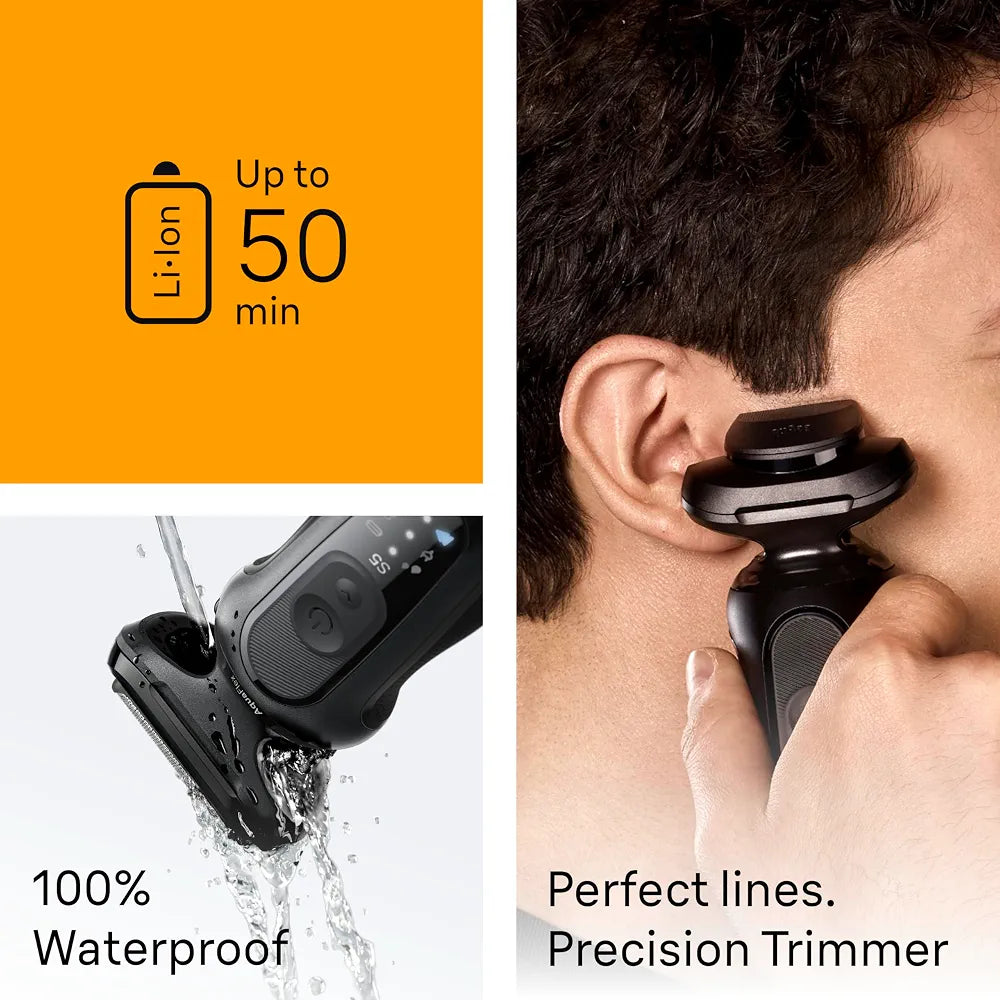 Braun Series 5 Electric Shaver for Men, Wet & Dry Foil Razor with Precision Trimmer, Body Groomer, Charging Stand, and Travel Case - Black 5155cs