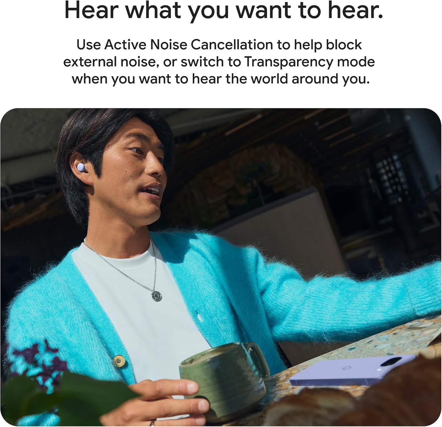 Google Pixel Buds 2a - Wireless Bluetooth Earbuds - Hazel | Active Noise Cancellation, transparency mode, comfortable fit, 20-hour battery, water resistant, help from Gemini
