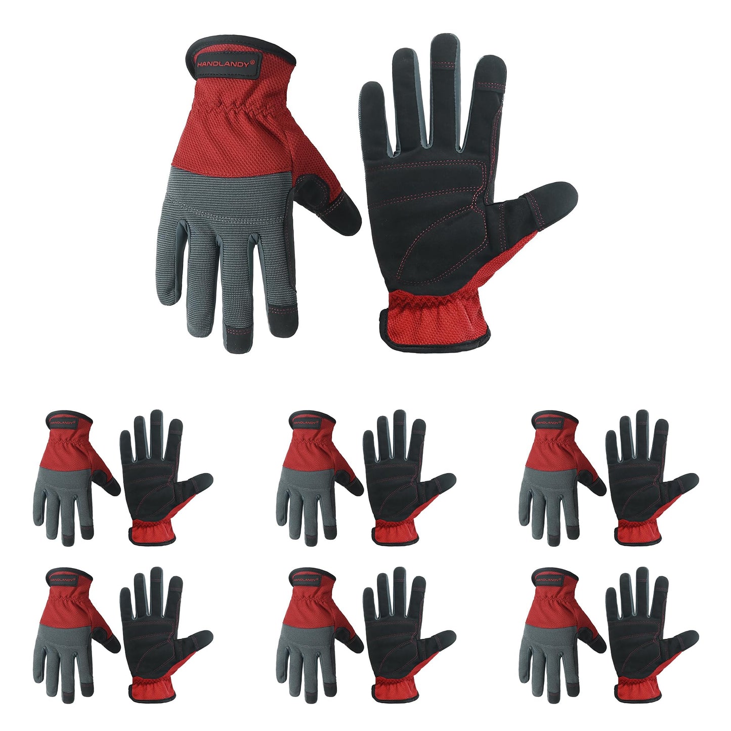 HANDLANDY Work Gloves for Men & Women, Utility Mechanic Working Gloves Touch Screen, Flexible Gardening Gloves for Yard