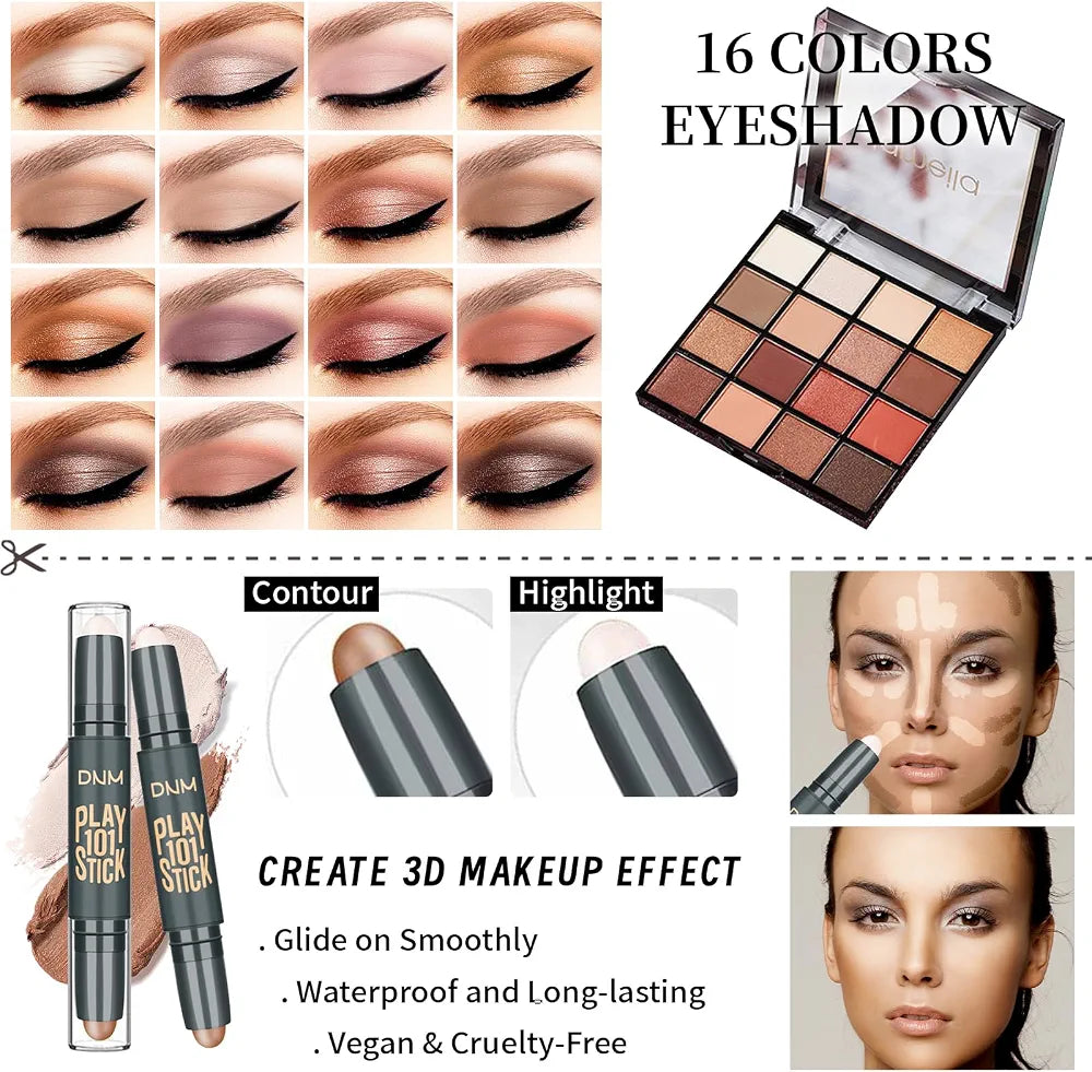 YBUETE Professional All-in-One Makeup Kit with Cosmetic Bag for Girls and Women