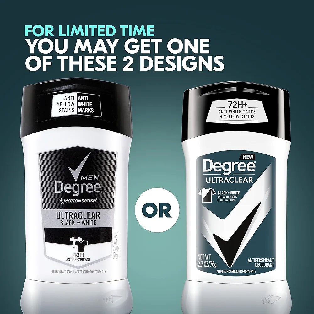 Degree Men UltraClear Antiperspirant Deodorant Black + White 72-Hour Sweat & Odor Protection Antiperspirant For Men With MotionSense Technology 2.7 Ounce 