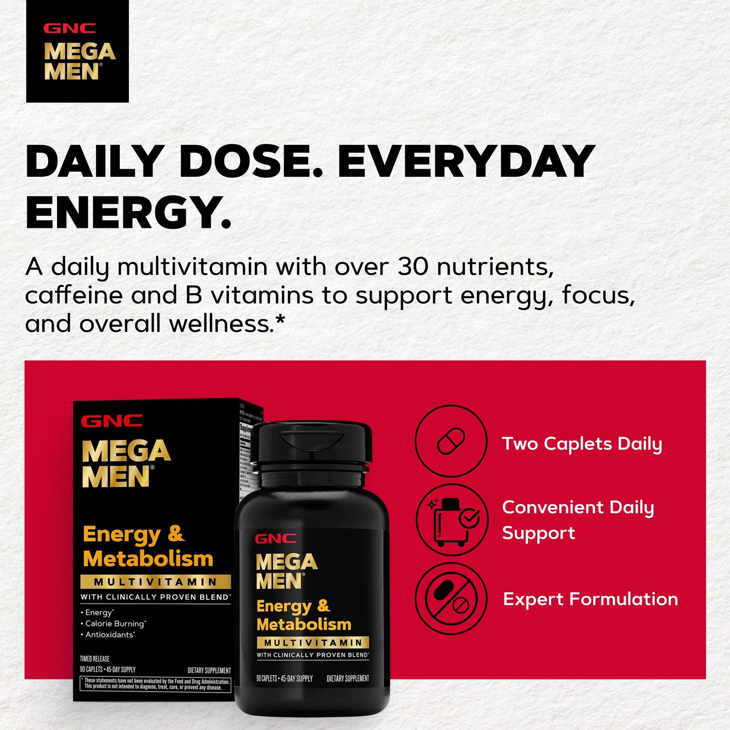 GNC Mega Men Energy & Metabolism Multivitamin for Men | Antioxidants and Increased Calorie Burning | 180 Count