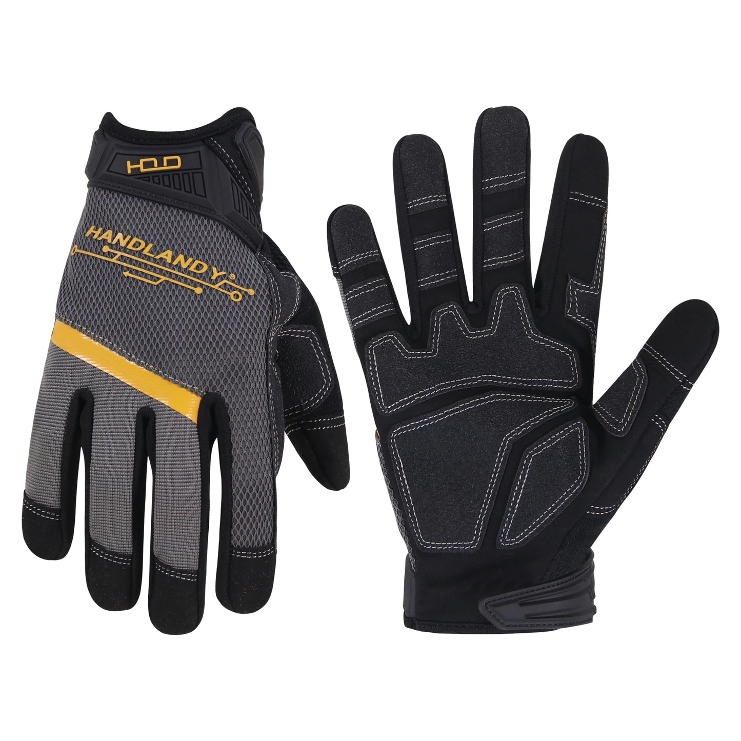 HANDLANDY Work Gloves for Men & Women, Utility Mechanic Working Gloves Touch Screen, Flexible Gardening Gloves for Yard