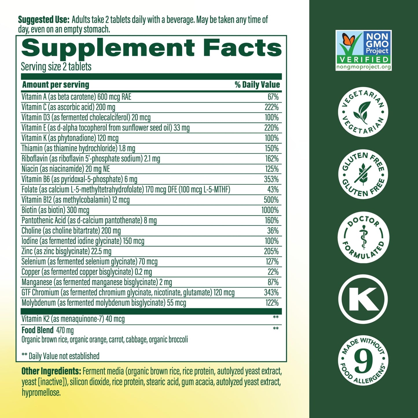 MegaFood Men's Advanced Multivitamin for Men - Doctor -Formulated - Choline, Vitamin B12, Vitamin D, Vitamin C & Zinc - Brain Health & Immune Support - Non-GMO - Vegetarian - 120 Tabs (60 Servings)