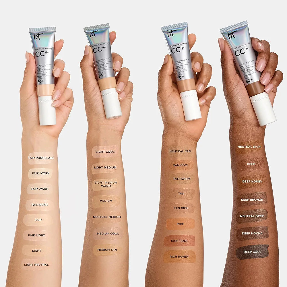 IT Cosmetics CC+ Cream Full Coverage Foundation with SPF 50+, Color Correcting Serum, and Anti-Aging Benefits