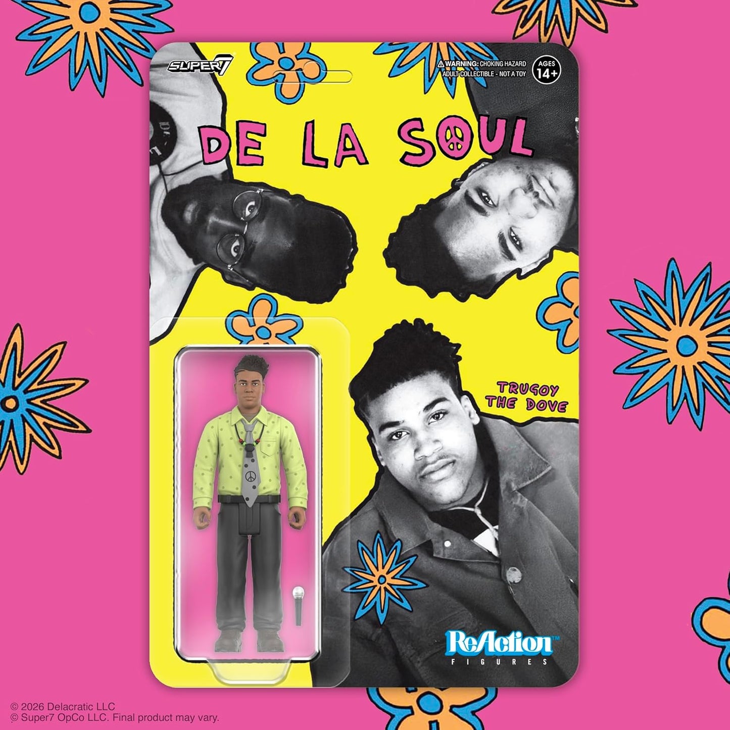 Super7 Reaction Figure De La Soul David Trugoy the Dove Jolicoeur (Me, Myself & I) - 3.75" De La Soul Action Figure with Accessory - Hip Hop Collectibles and Retro Toys