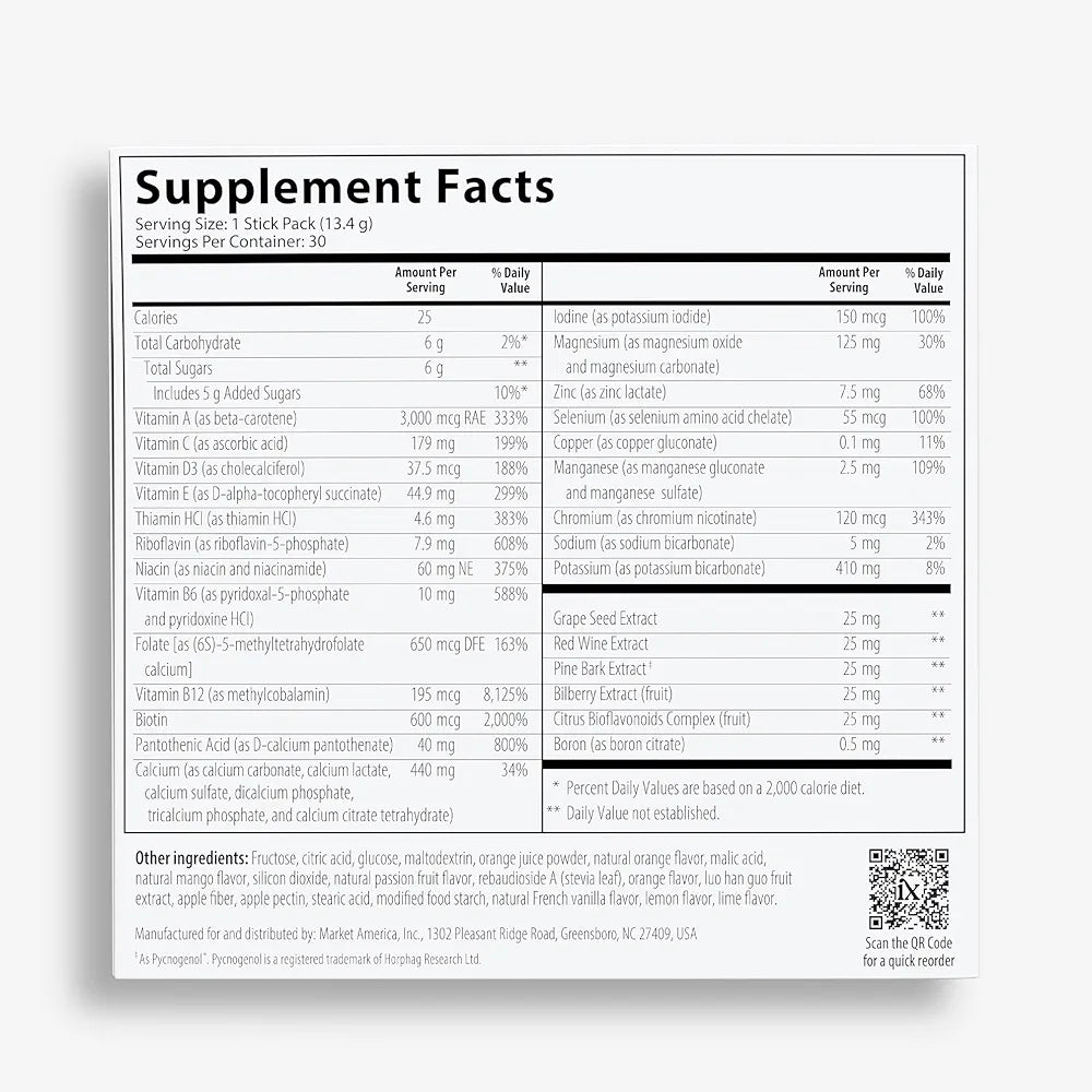 Isotonix® Daily Essentials Multivitamin Powder Packets – 4-in-1 Formula with Multivitamin, Activated B-Complex, Calcium Plus & OPC-3 with Pycnogenol® – Isotonic Delivery – Gluten Free-30 Packets
