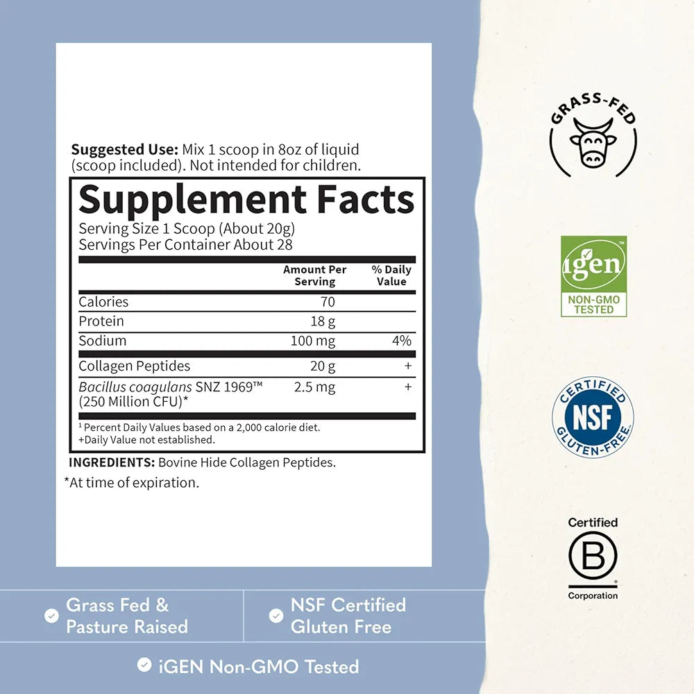 Garden of Life Grass Fed Collagen Peptides Powder Unflavored Collagen Powder for Hair Skin Nails Joints, Hydrolyzed Collagen Protein Supplements, Collagen for Women & Men, 28 Servings