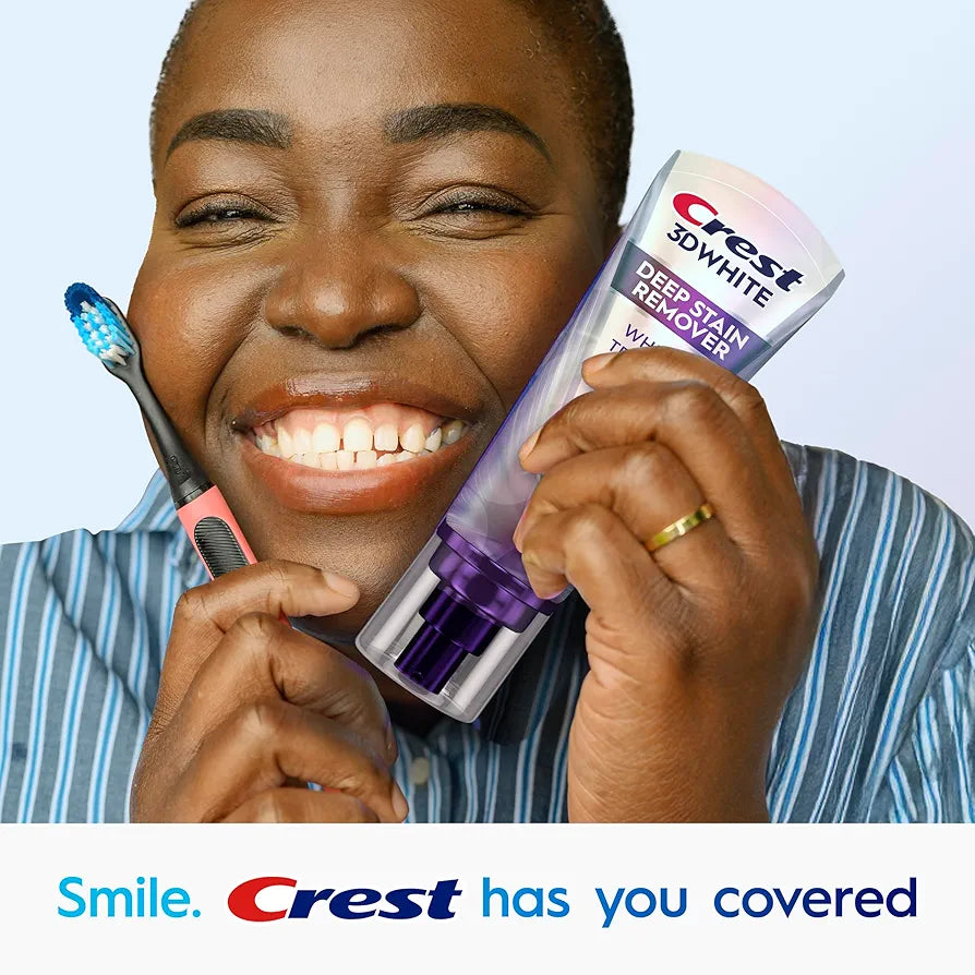 Crest 3D White Deep Stain Remover Toothpaste, Teeth whitening for Adults, 3.1oz, 2 Pack, Sensitivity Safe, Enamel Repair, Cavity Protection, Fluoride Toothpaste, Travel Size Toiletries