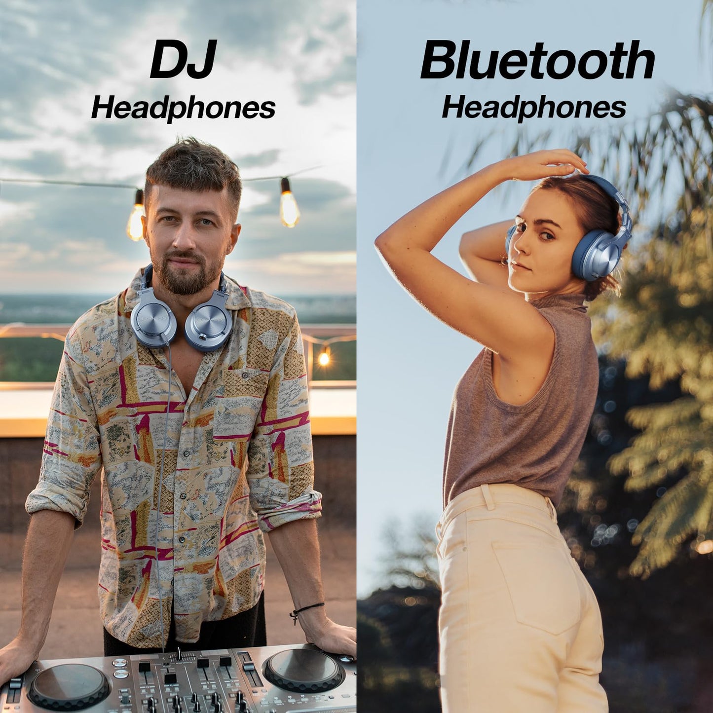 OneOdio A70 Bluetooth Over-Ear Headphones, Hi-Res Wired DJ Studio - Black | Wireless over-ear headphones with 72H playtime, 3.5mm/6.35mm wired jacks for studio monitoring, mixing, guitar, amp and PC