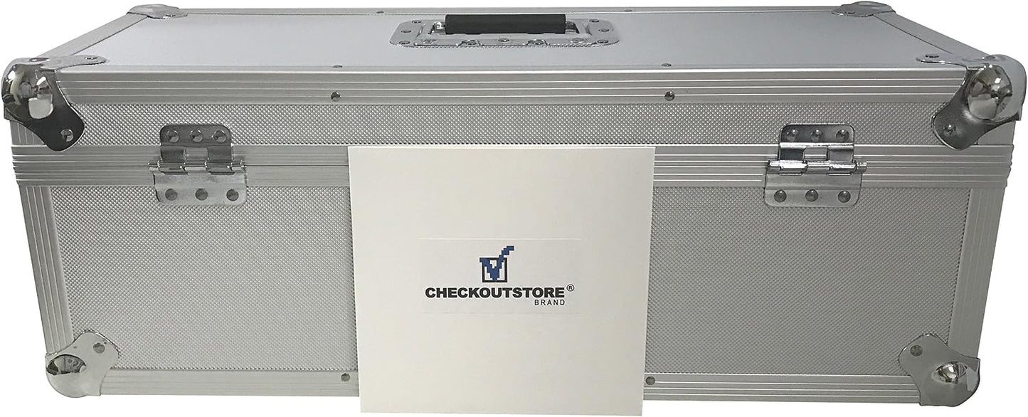CheckOutStore Silver Aluminum 7" 45 RPM Record Storage Box (Holds Up to 300 Records)