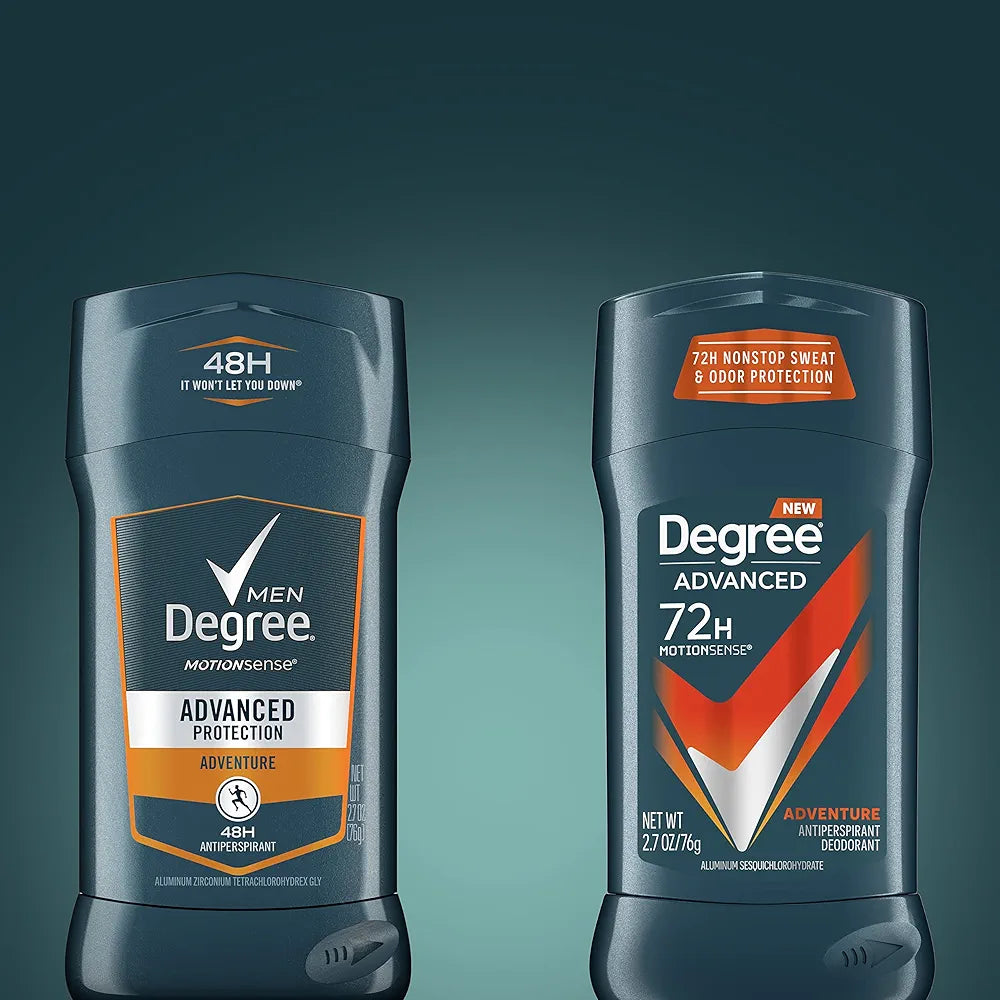 Degree Men Antiperspirant Deodorant Adventure Antiperspirant For Men With MotionSense Technology 2.7 oz, Pack of 4