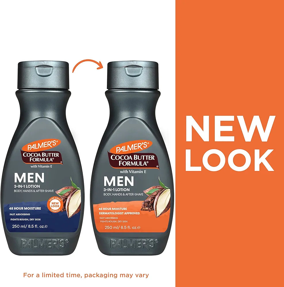 Palmer's Cocoa Butter Formula Men's 3-in-1 Fast Absorbing Face & Body Lotion, 8.5 oz. - Deeply Moisturizing Skincare