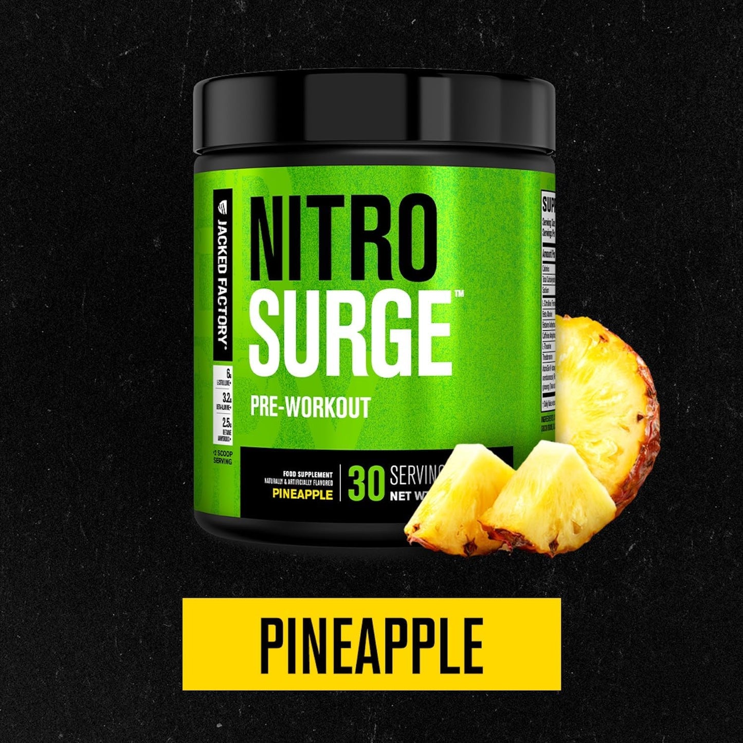 Jacked Factory NITROSURGE Pre Workout Supplement - Endless Energy, Instant Strength Gains, Clear Focus, Intense Pumps - NO Booster & Preworkout Powder with Beta Alanine - 30 Servings, Cherry Limeade