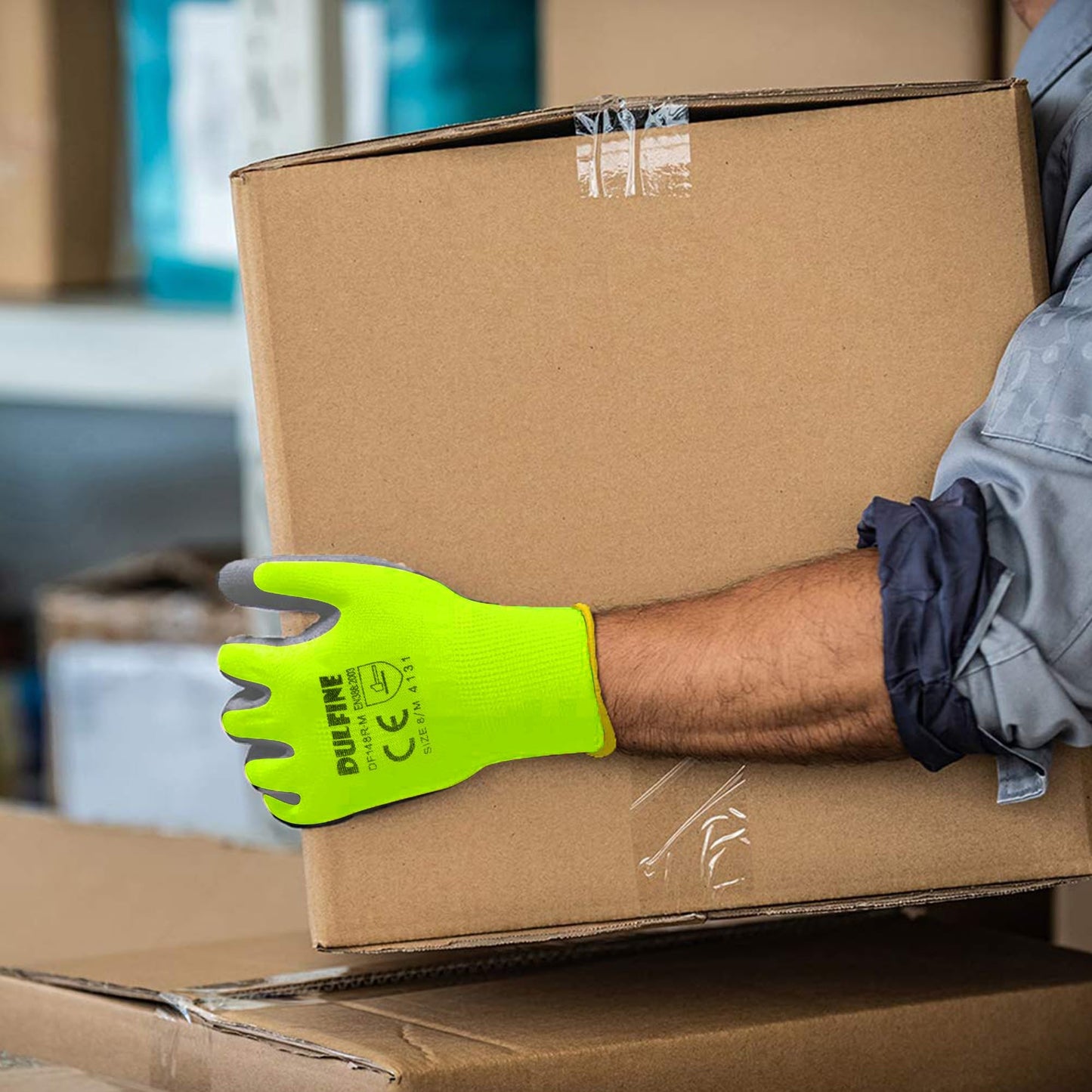 DULFINE Safety Work Gloves for Men & Women, PU Coated Seamless Knit Grip