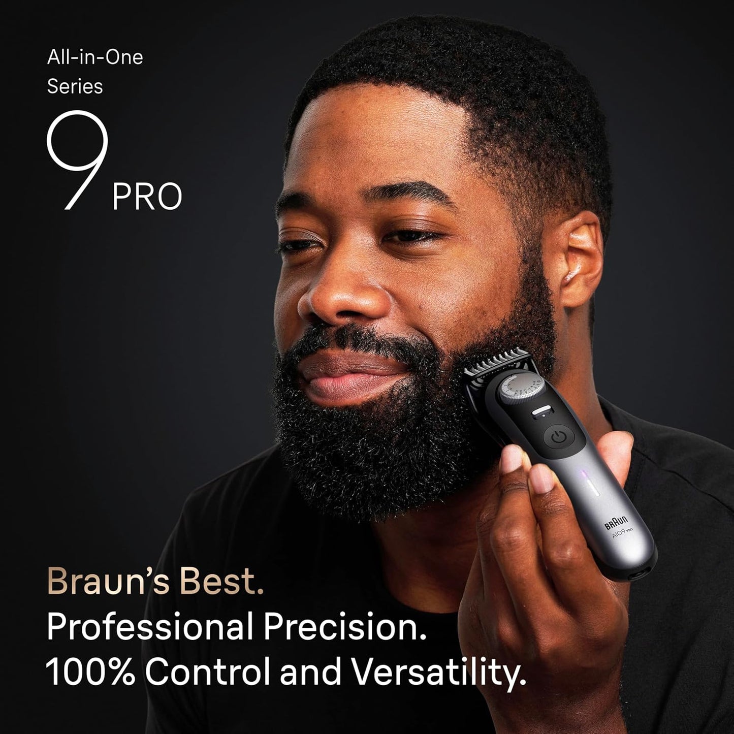 Braun All-in-One Series 9 PRO Men's Electric Beard Trimmer, Hair Clipper, Shaver & Razor for Face, Hair & Body, AIO 9550 with Gillette Labs Razor, Cordless