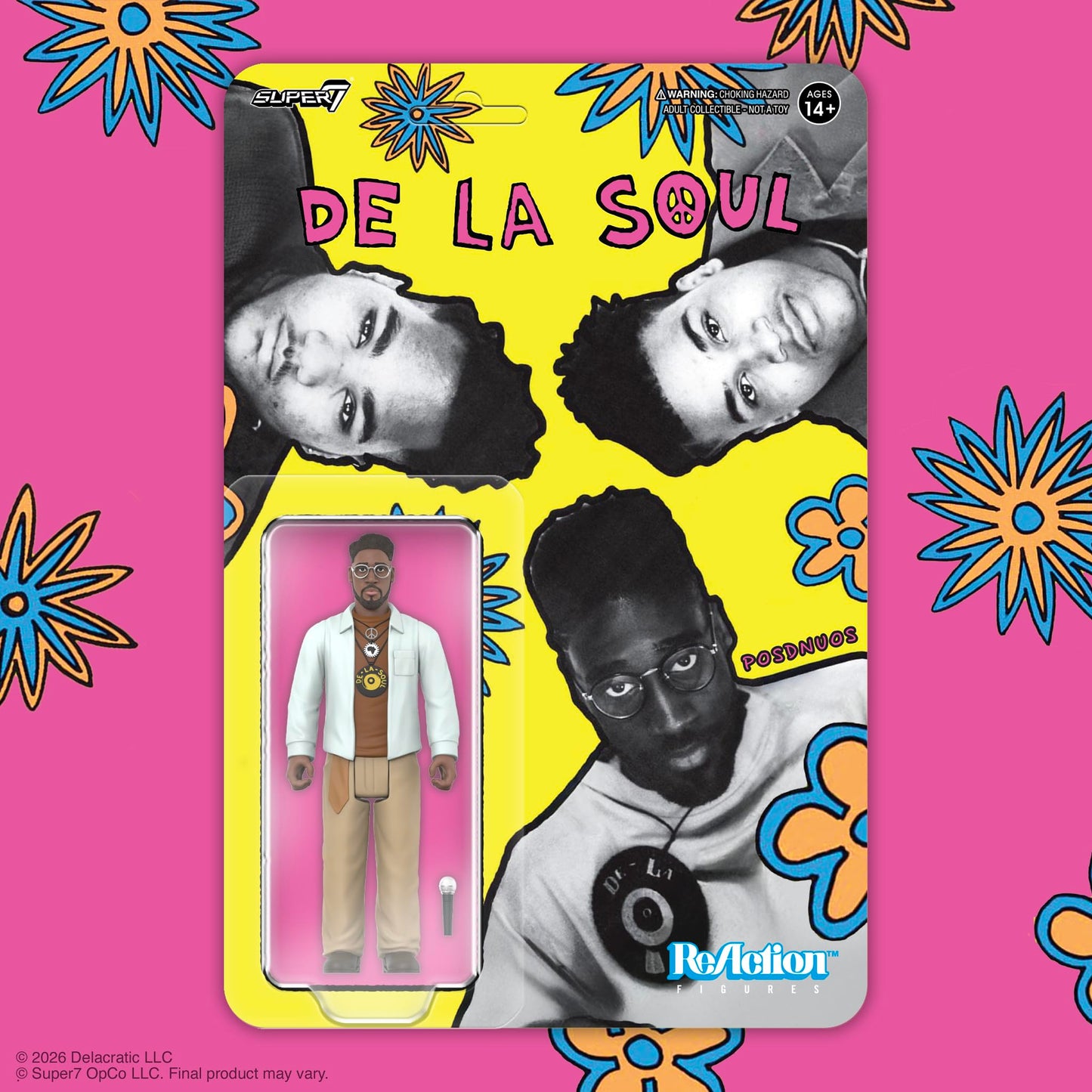 Super7 Reaction Figure De La Soul David Trugoy the Dove Jolicoeur (Me, Myself & I) - 3.75" De La Soul Action Figure with Accessory - Hip Hop Collectibles and Retro Toys