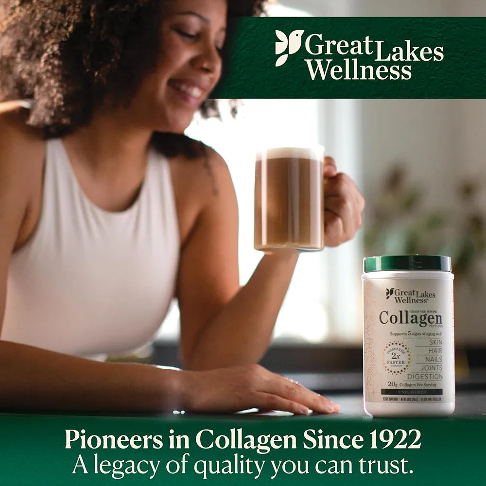 Great Lakes Wellness Collagen Peptides Powder – Supports Skin, Hair, Nails, Joints & Digestion – Hydrolyzed, Quick Dissolve, Non-GMO, Keto & Kosher – Pure Collagen Protein 