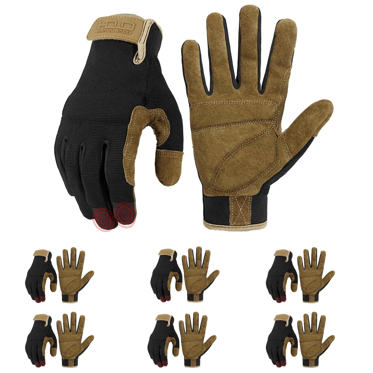 HANDLANDY Work Gloves for Men & Women, Utility Mechanic Working Gloves Touch Screen, Flexible Gardening Gloves for Yard