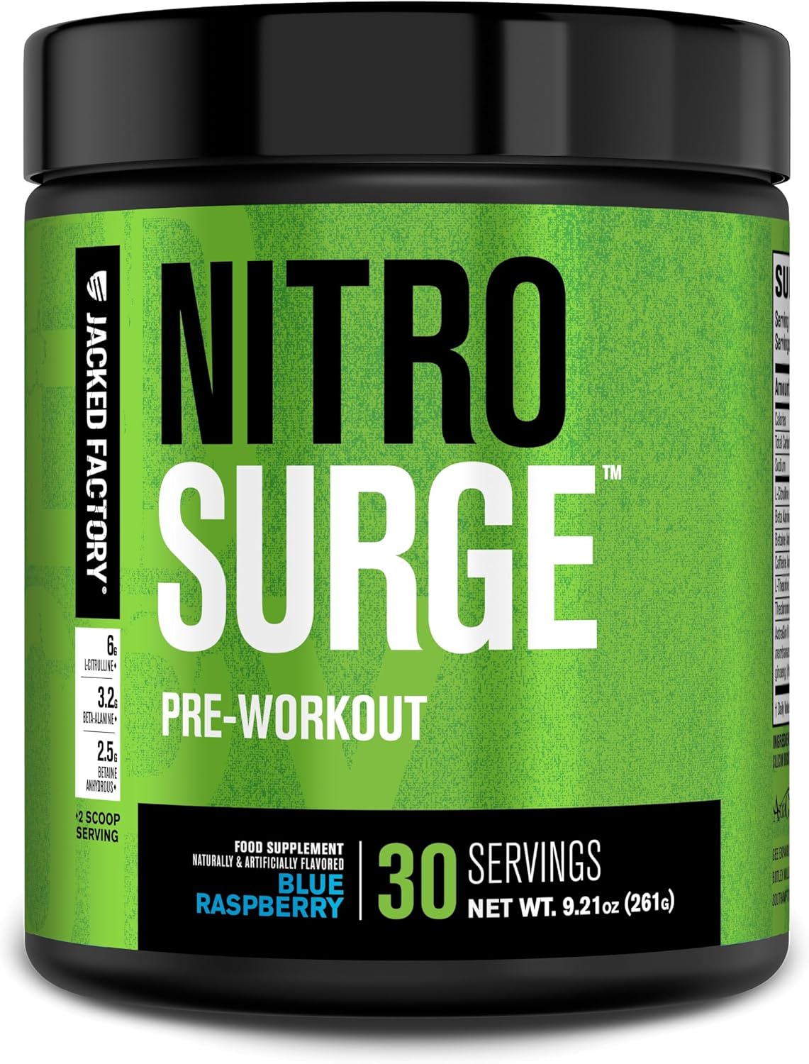 Jacked Factory NITROSURGE Pre Workout Supplement - Endless Energy, Instant Strength Gains, Clear Focus, Intense Pumps - NO Booster & Preworkout Powder with Beta Alanine - 30 Servings, Cherry Limeade