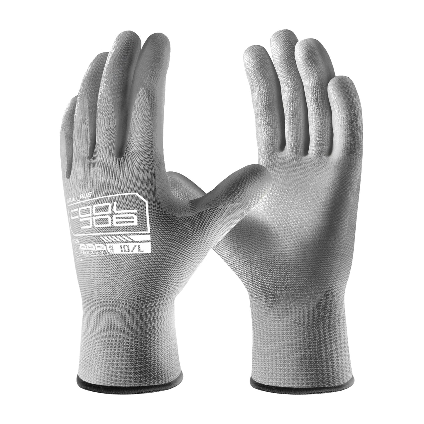 COOLJOB 12/60 Pairs Safety Work Gloves Pack Bulk with Grip PU Coating | Breathable Lightweight Gloves with Polyurethane Dipped for Men Women, 13 Gauge Seamless Knit Thin Gloves, Blue Large