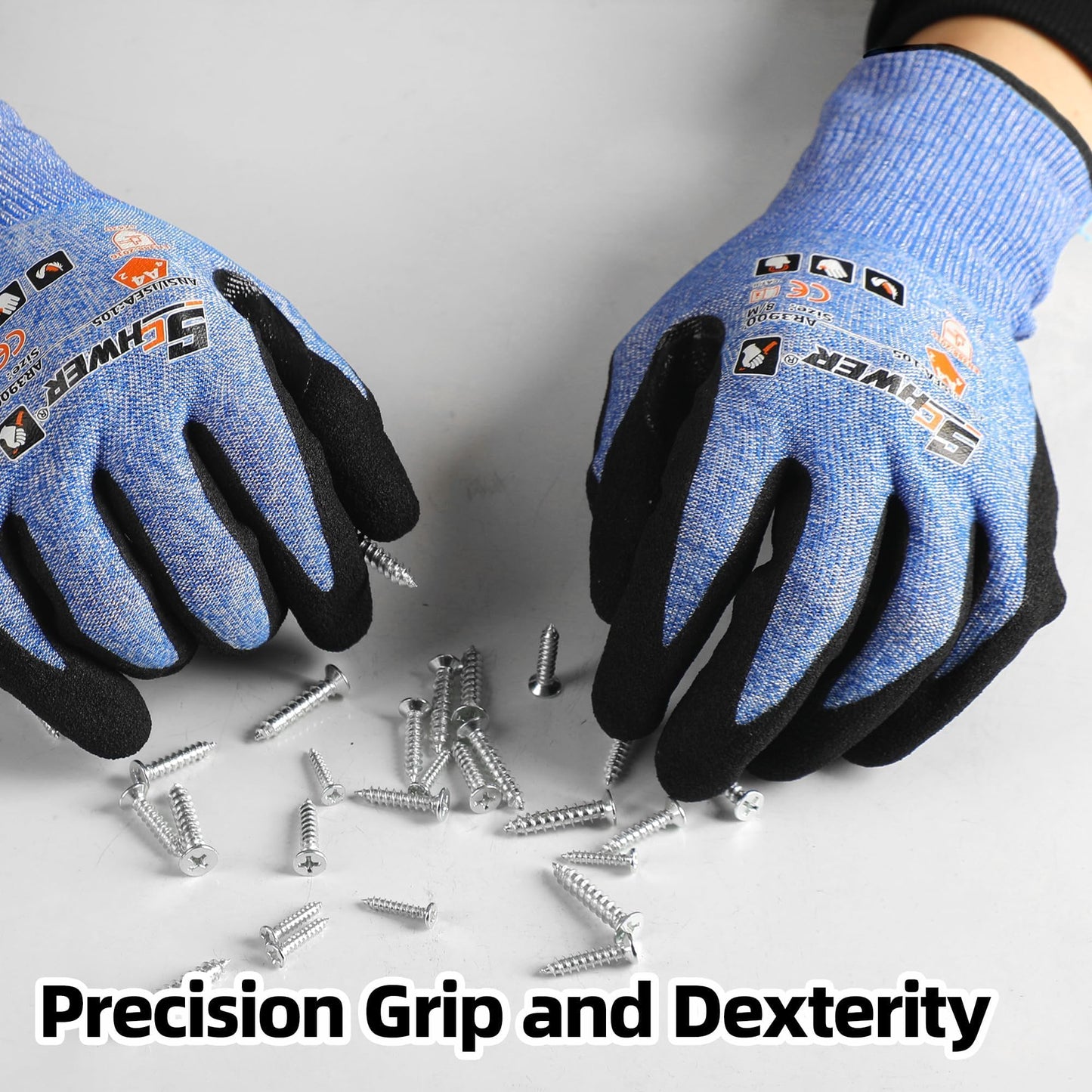 Schwer A4 AIR-SKIN Cut Resistant Work Gloves, Ultra Lightweight, AR3900, L | Precision Work, Ultra-Thin, 3D-Comfort, 18-Gauge, Reinforced Thumb, Strong Grip, Breathable, Touchscreen, Fishing, Gardening