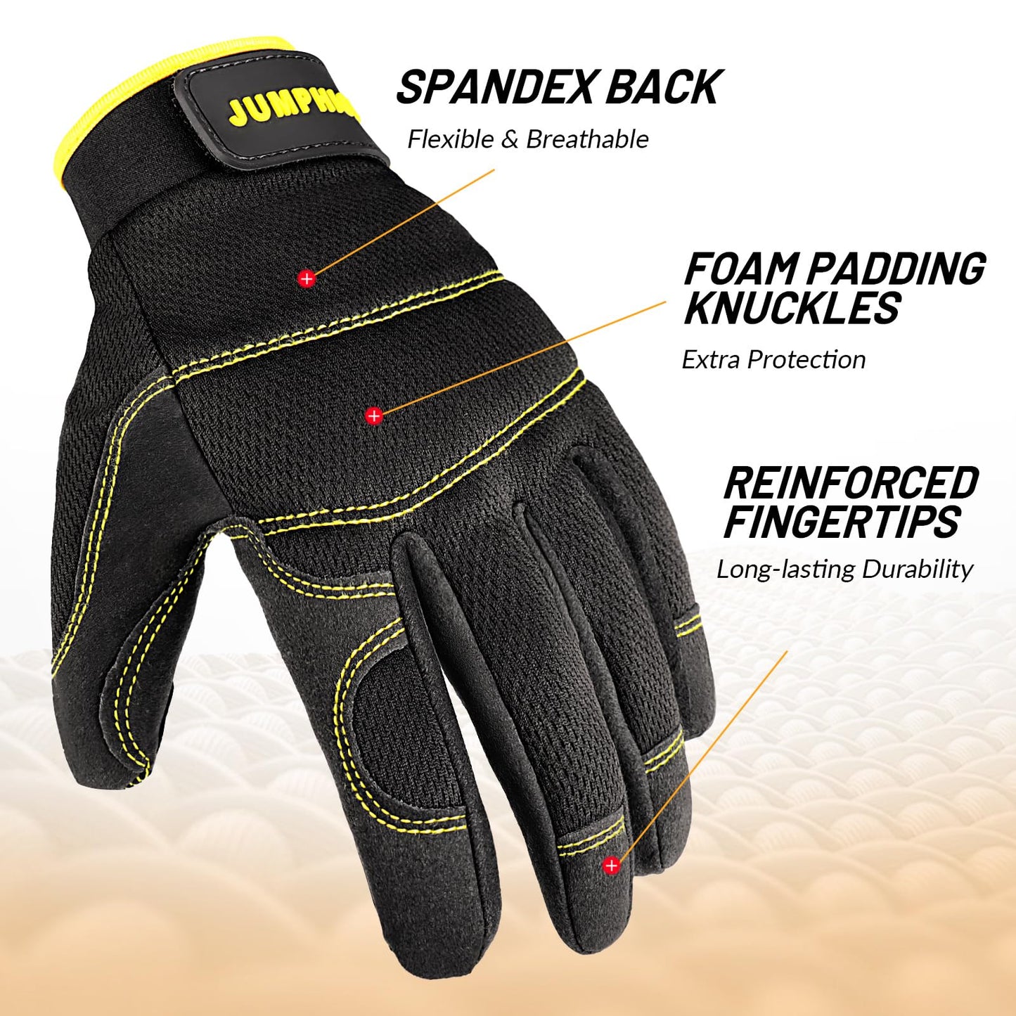 Safety Work Gloves, Men's Utility Mechanic Working Gloves for All Purpose, Touchscreen Compatible, Flexible Breathable Fit, Knuckles & Palm (M)