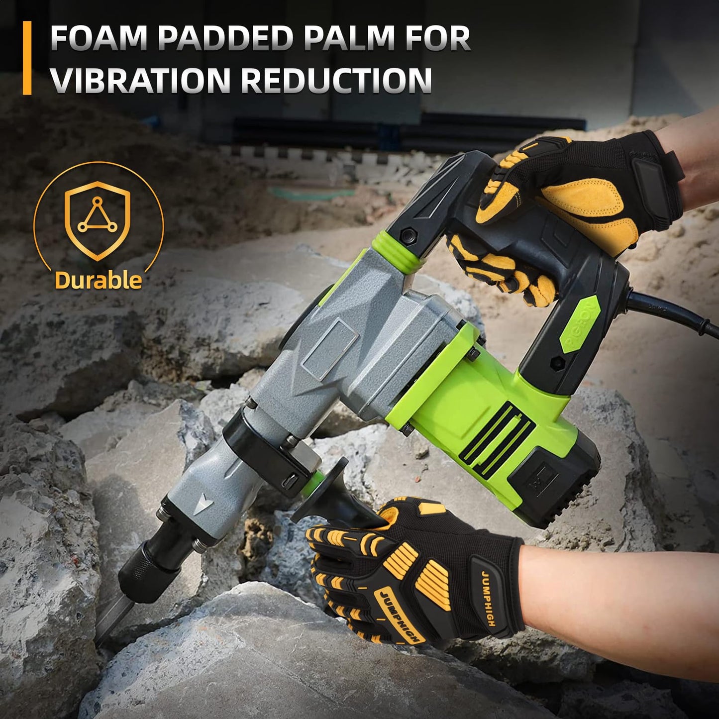 Safety Work Gloves, Men's Utility Mechanic Working Gloves for All Purpose, Touchscreen Compatible, Flexible Breathable Fit, Knuckles & Palm (M)