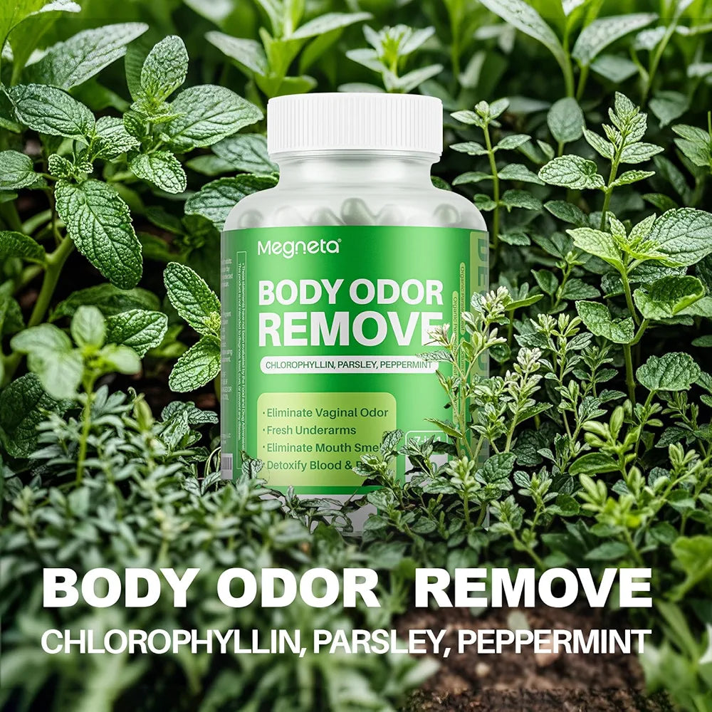 Body Deodorizing Supplement, Natural Internal Odor Control Pills for Men & Women, Chlorophyll Capsules for Skin, Breath and Gut Health 