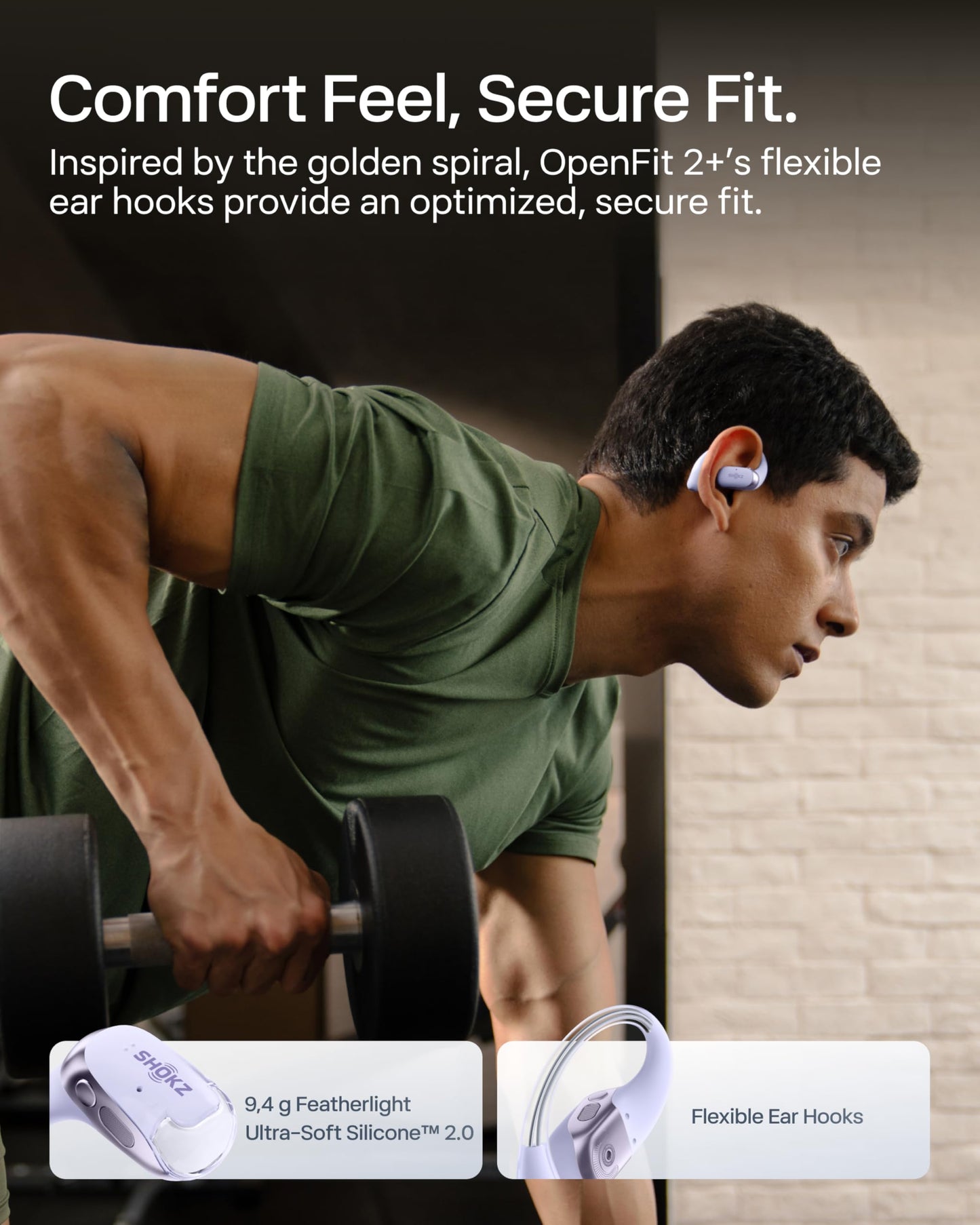 SHOKZ OpenFit 2+ Open-Ear Earbuds, Black, Dolby Audio,Wireless Charging | Soft Ear Hooks； IP55 Water-Resistant; USB-C Fast Charging；48H Playtime; Gym/outdoor/home use